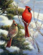 RED BIRD WINTER Giclee PAPER_image