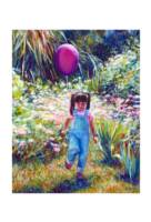 YOUNG GIRL WITH PURPLE BALLOON print_image